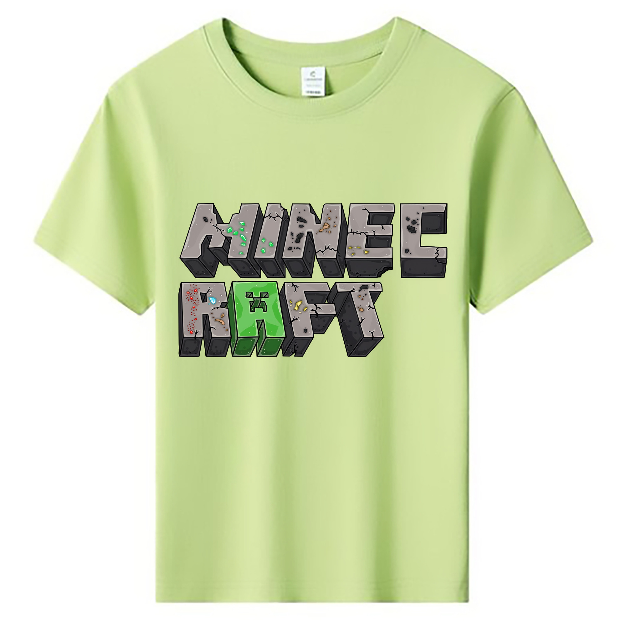 （画像用） マインクラフト ブロックの世界 Minecraft MC Block world 綿100％キッズTシャツ（フロントプリント）